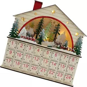 크리스마스 장식용 LED 라이트 24 수납 서랍이 있는 나무 원목 어드벤트 캘린더 카운트다운