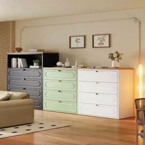 현대식 철제 3단 서랍장 옷장 공간 절약형 대용량 수납 침실 간편 조립 가정용 가구