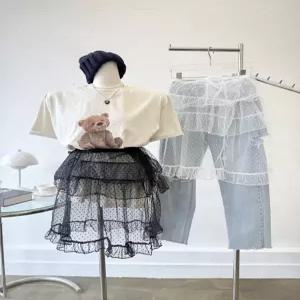 스커트 쉬폰 레이어드 캉캉 프릴 도트 랩 데일리