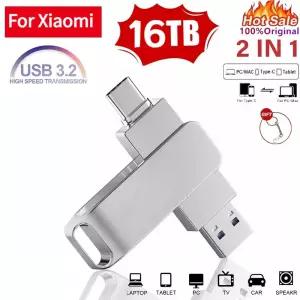 16TB USB 3.2 플래시 드라이브 520MB/s 고속 2 in 1 타입 C 펜 방수 대용량 저장소 휴대폰 컴퓨터 PC