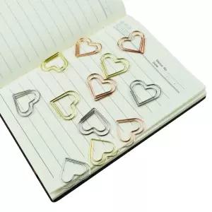 12 세트 하트 종이 클립 사랑 메모 저널링 DIY 공예 학용품 사무용품 파티 선물용 다채로운 바인더