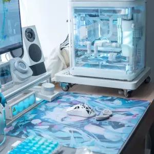 월핵 유리 게이밍 화이트 마우스패드 굿즈 서머 미쿠