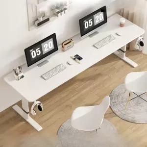 높이조절책상 2인용 컴퓨터책상 학생용 일자형 긴테이블 거실 사무용 작업대 서재 가구 수동식