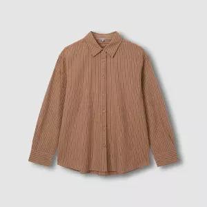 JAJU/자주 여 리넨 블렌디드 긴팔 셔츠 다크 브라운1217852