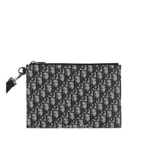 데일리룩 [오늘발송] 디올 클러치 A5 파우치 오블리크 자카드 베이지+블랙