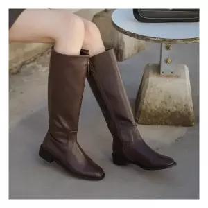 오피스룩 [SOVO] 케인트 스퀘어 발편한 단화 여성 롱부츠 3cm