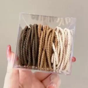 [에이치플러스몰]대용량 고무 머리끈 50P 브라운 헤어고무줄 기본 칼라 헤어끈