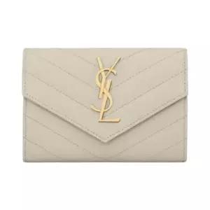 [정품] 생로랑 Saint Laurent Cassandre Matelasse Small Envelope Wallet in Grain de Poudre Embossed Le