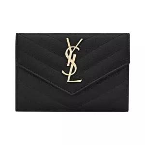 [정품] 생로랑 Saint Laurent Cassandre Matelasse Small Envelope Wallet in Grain de Poudre Embossed Le