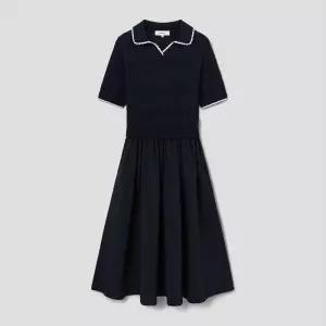 [백화점 정품] 빈폴 레이디스 크로쉐 배색 니트 드레스 네이비 BF635UC03R