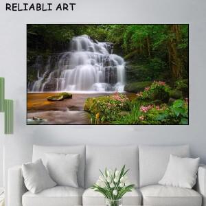 호환 거실용 현대 폭포 호수 풍경 캔버스 벽 아트  프레임리스 홈 장식 포스터