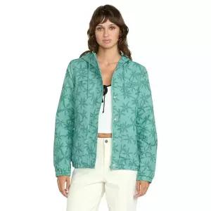 Volcom 여성용 Enemy Stone 윈드브레이커 후드 지퍼 프론트 재킷 메시 안감, 스토미 블루., 스몰