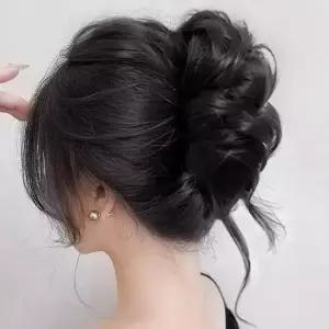 업스타일헤어 웨이브 올림머리 집게핀 가발 내추럴블랙 당고머리