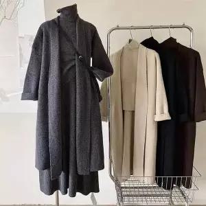 [골드스마일]LND 로앤테 여성 니트 3종세트 가디건 니트슬리브리스 롱 스커트