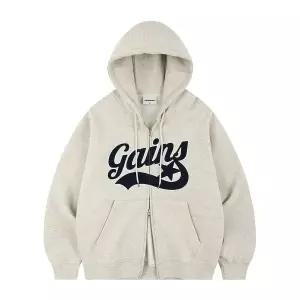 GAINSBORO 아플리케 스타로고 후드집업_오트밀