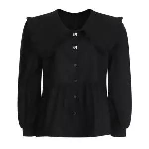 [NS홈쇼핑][샵앤] 여성 루즈핏 피터팬 카라 리본 프릴 블라우스 EGG-WBL-20775-블랙..