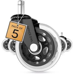 [미국배송] 롤러블레이드 사무용 의자 휠 책상 및 게임용 의자용 교체용 캐스터 5종 세트 원목 바닥 타일 라미네이트 카펫에 안전 최대 650파운드 지지 간편한 설치 범용 핏 클리어