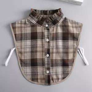 클래식 체크 레이어드 카라 셔츠 페이크 카라 유니폼