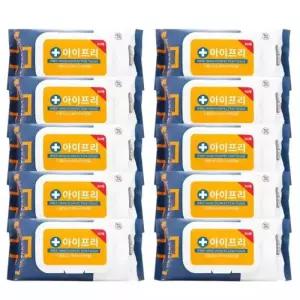 아이프리 더클린 손소독티슈 80매 x 10팩 에탄올 소독 물티슈