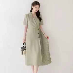 시크라인 (~XXL까지) 솔리아 플리츠 플레어 원피스 여름 하객룩 오피스룩 데이트 모임 미시 빅사이즈