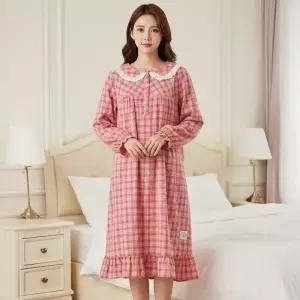 MJ CZ 187249 면레이온 여성 잠옷 원피스 실내복 드레스 긴팔