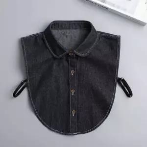 데님 캐주얼룩 니트 스웨터 레이어드 넥페이크셔츠 DTO8+9duG