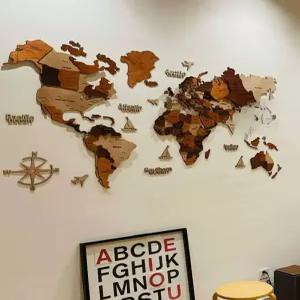 우드 세계지도 소품 인테리어 거실 포토존 여행사 장식