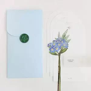 감성 종이꽃 편지지 물망초 3P 실링왁스 편선지 세트