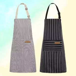 H형 줄무늬 앞치마 데님 캔버스 바리스타 미용 작업복