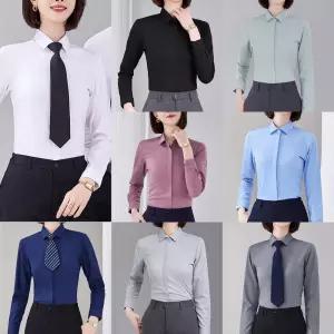 프리미엄 여자 주름방지 긴팔 셔츠(각카라) 교복