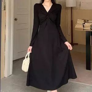 우아한 여자 외출 패션 꼬임 포인트 여유핏 예쁜 롱 원피스