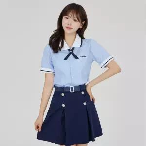 스카이블루 반팔셔츠 블라우스 4버튼 버클치마 세라복