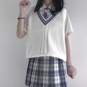 남녀공용 화이트 차콜라인 교복조끼 교복 학생복