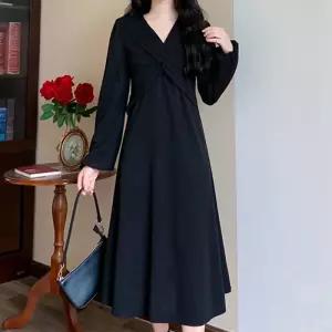 브이넥꼬임 블랙롱원피스 우아한하객룩 데일리룩