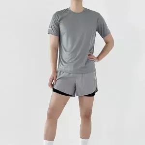 남성 땀흡수 운동 신축성 지퍼 뒷포켓 트렌디 아이스 반팔 레깅스