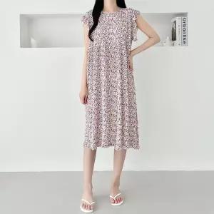 데일리 파자마 원피스 여성 여름 잠옷 냉주름 어깨 프릴 나시원피스