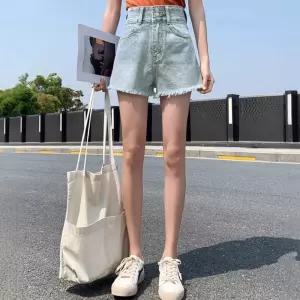 여성용 레트로 데님 트렌디컷팅 빈티지 하프팬츠