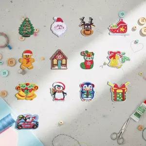 패브릭 전용 열부착 디자인 크리스마스 와펜 패치 13개 세트