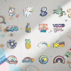 패브릭 전용 열부착 디자인 POP 와펜 패치 16개 세트