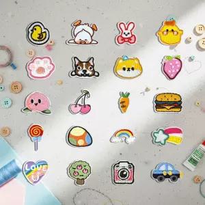 패브릭 전용 열부착 디자인 미니 와펜 패치 20개 세트