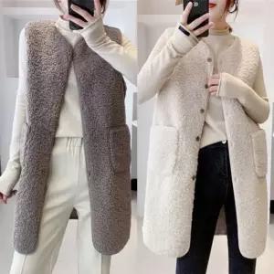 패션조끼 롱 노카라 베스트 뽀글이 양털 조끼 GXf8+9fwo