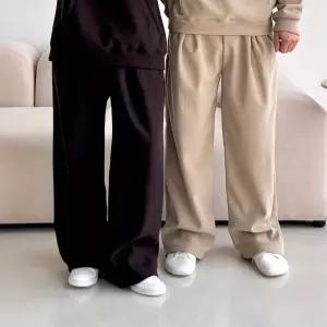 남자 여자 간편 외출 홈웨어 골지 뽀글이 안감 핀턱 와이드 팬츠 후드티 추리닝 세트