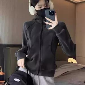 여성용 간편 외출 사무실 실내 폴라플리스 슬림 라인 절개 후드 집업