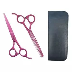 미용용품 MOMO 컬러 미용 강아지용 가위 숱가위세트 핑크 케이스포함