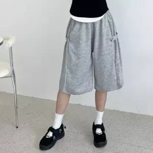 여성 양쪽포켓 폭조절 사이드 스냅 벌룬 와이드 트렌디 허리밴딩 버뮤다 반바지