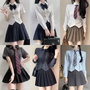 슬림라인 사선컷팅 플리츠치마 프레피룩 세라복 세트