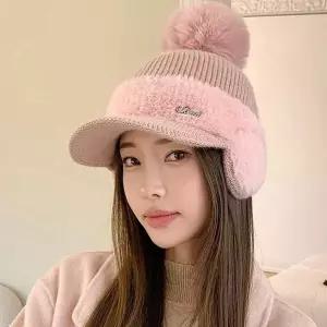 깜찍방울 귀달이 털모자 여성 기모 겨울모자 챙모자 목도리모자
