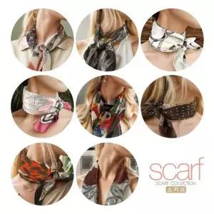 여성 쁘띠스카프 여자 사각 숏 머플러 숄 봄 가을 간절기 겨울