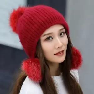 여성 겨울 방한 털모자 귀달이 앙고라 비니 방울 모자 귀덮는모자