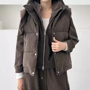 여성 겨울 아우터 웰론 충전재  따뜻한 기모겉감 데일리 패딩조끼